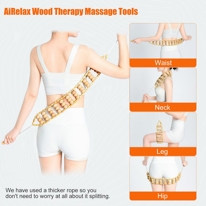 Wood Massage Tools for Body Shaping and Lymphatic Drainage - Relax Neck and  Back with Foot Calf Leg Massager